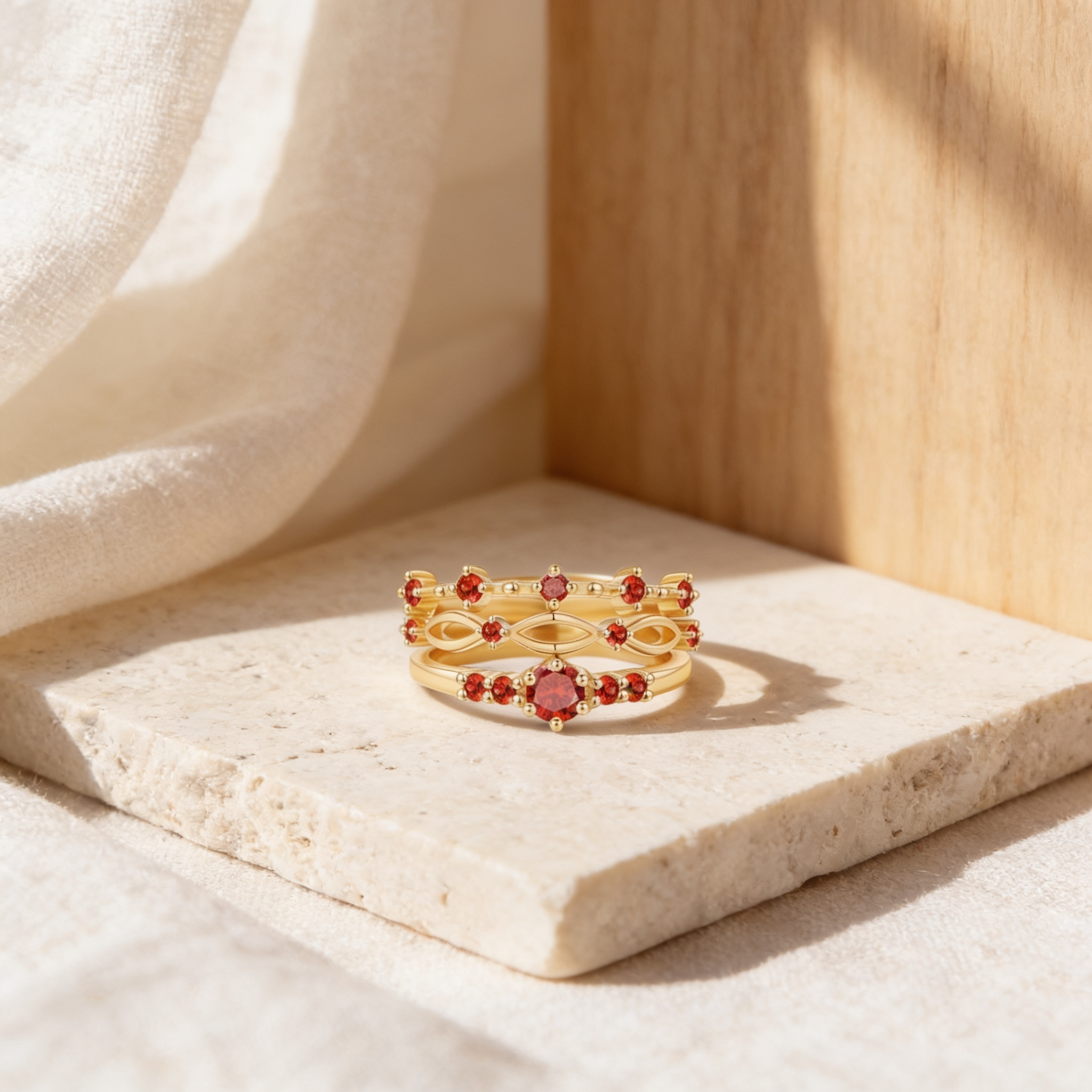Braided Birthstone Stacking Ring Set by Seeyoura