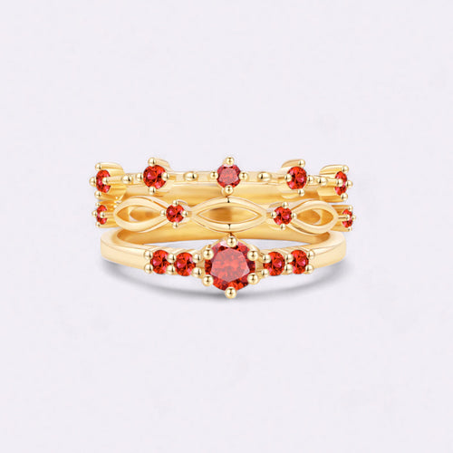 Braided Birthstone Stacking Ring Set by Seeyoura