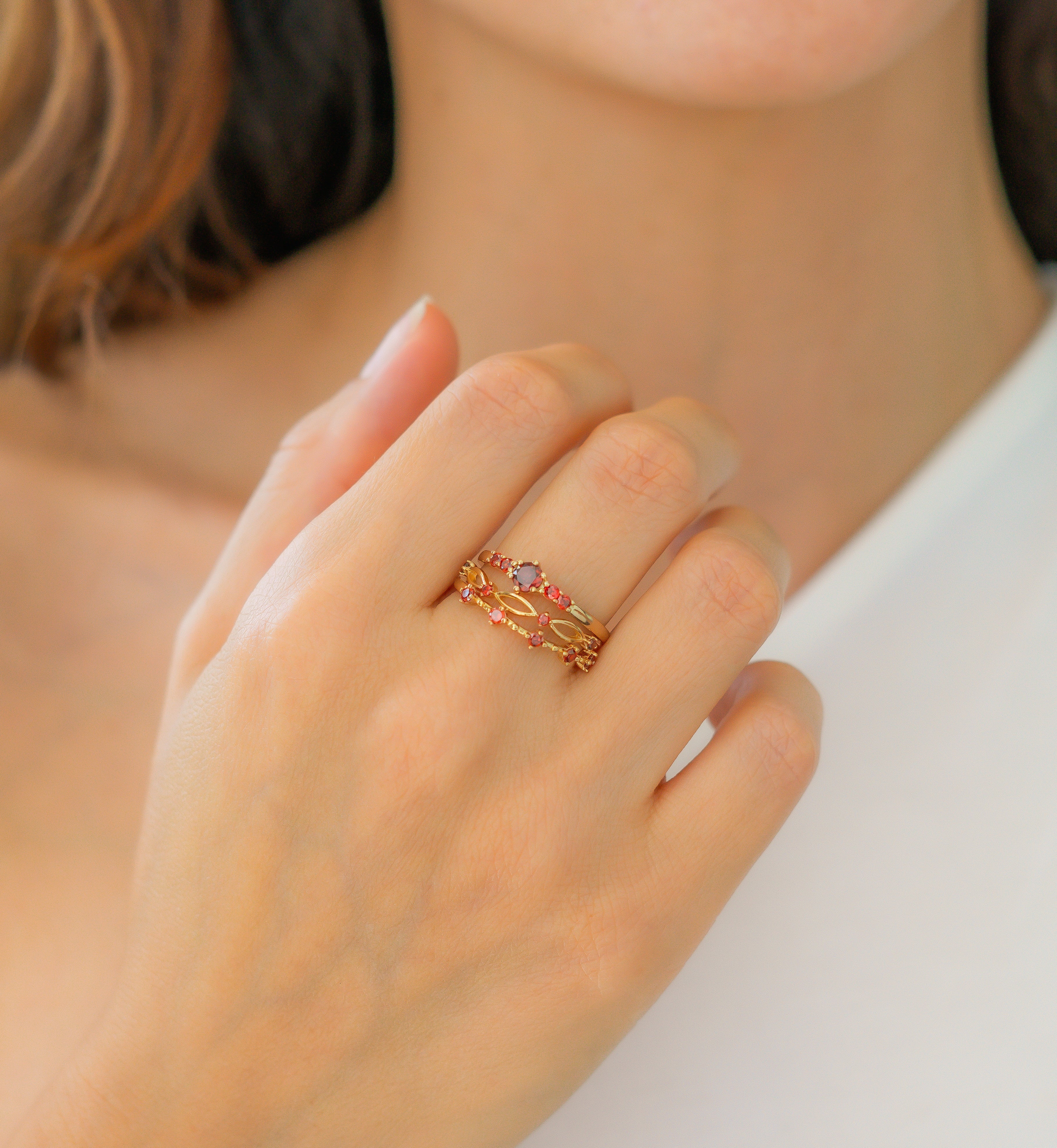 Braided Birthstone Stacking Ring Set by Seeyoura