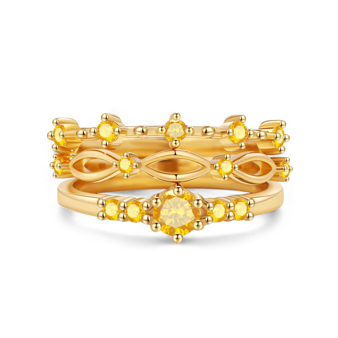 Braided Birthstone Stacking Ring Set in november-citrine by Seeyoura