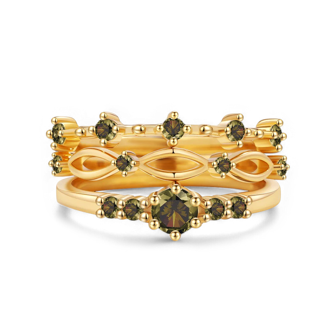 Braided Birthstone Stacking Ring Set in peridot-august by Seeyoura