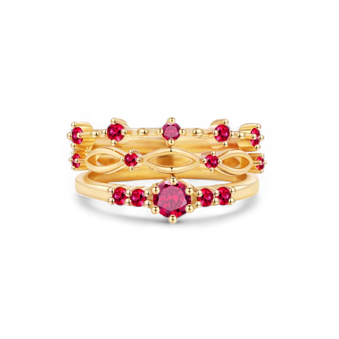 Braided Birthstone Stacking Ring Set in ruby-july by Seeyoura