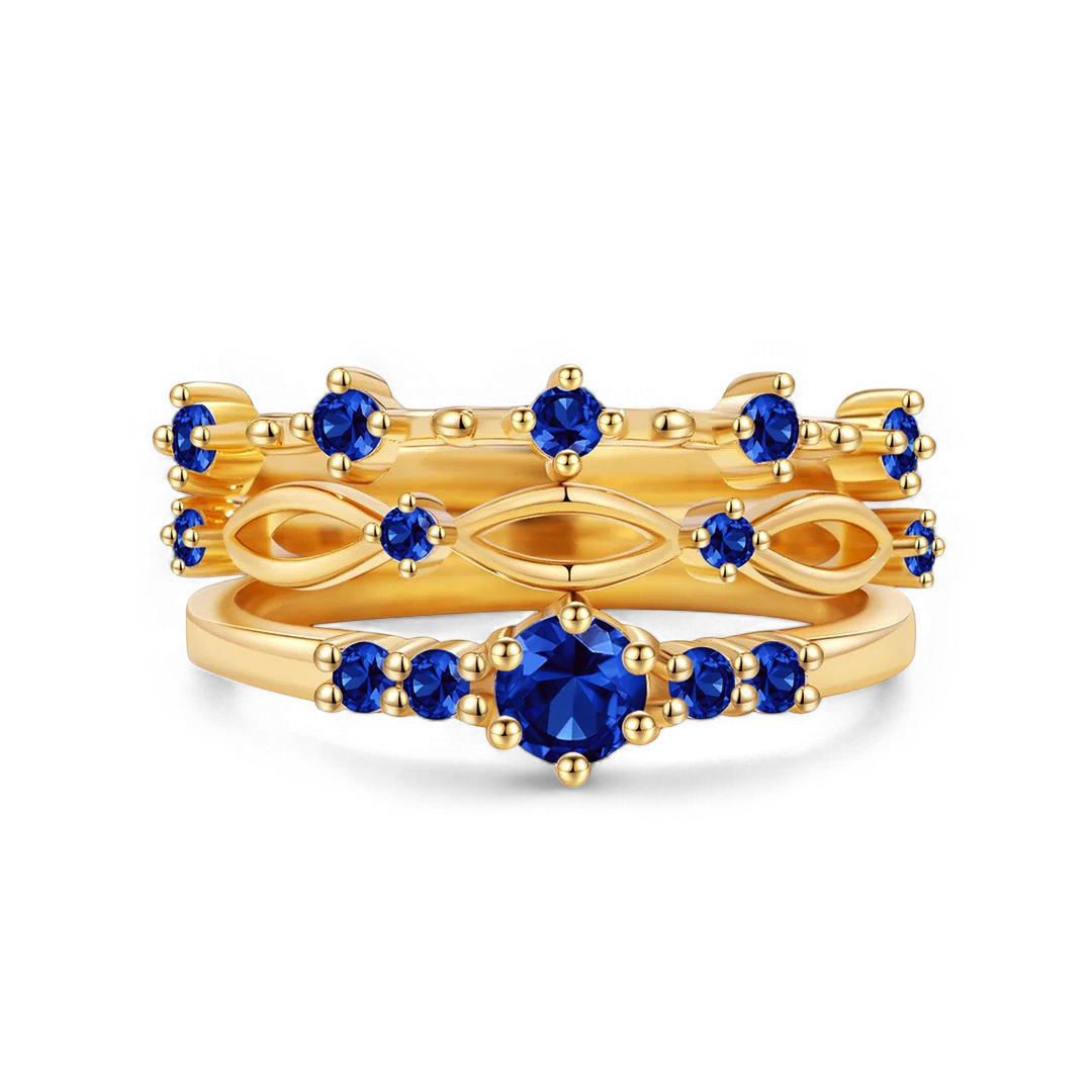 Braided Birthstone Stacking Ring Set in sapphire-september by Seeyoura