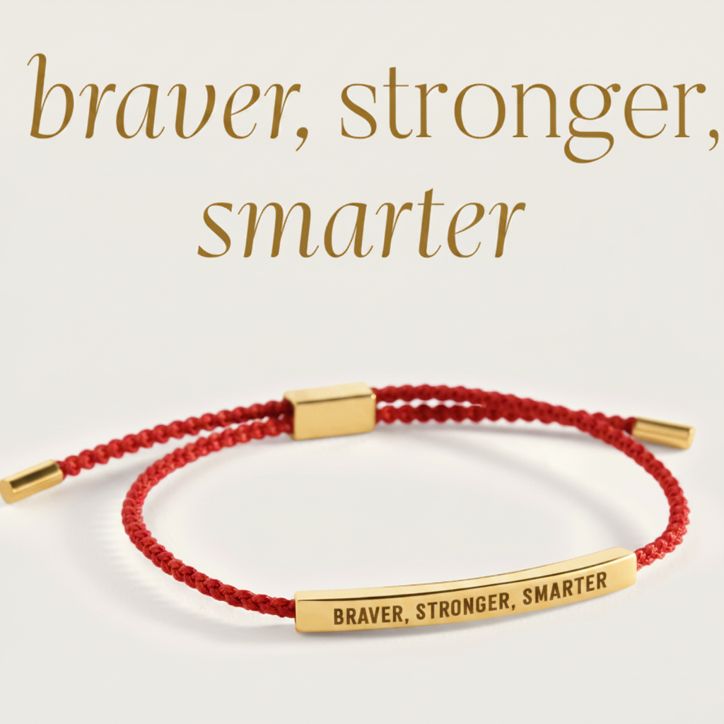 Braver, Stronger, Smarter Inspire Bracelet in Lucky Red, gold by Seeyoura