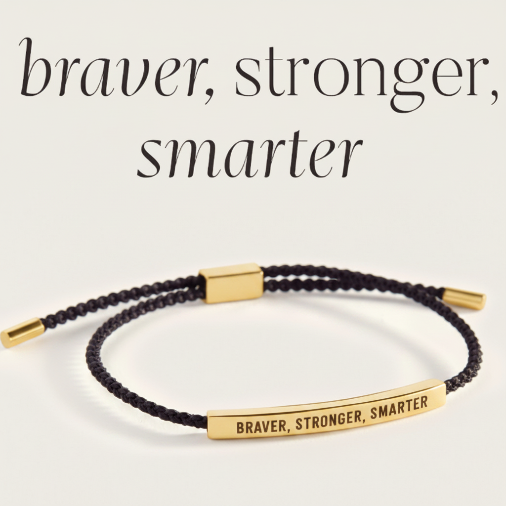 Braver, Stronger, Smarter Inspire Bracelet in Midnight Black, gold by Seeyoura
