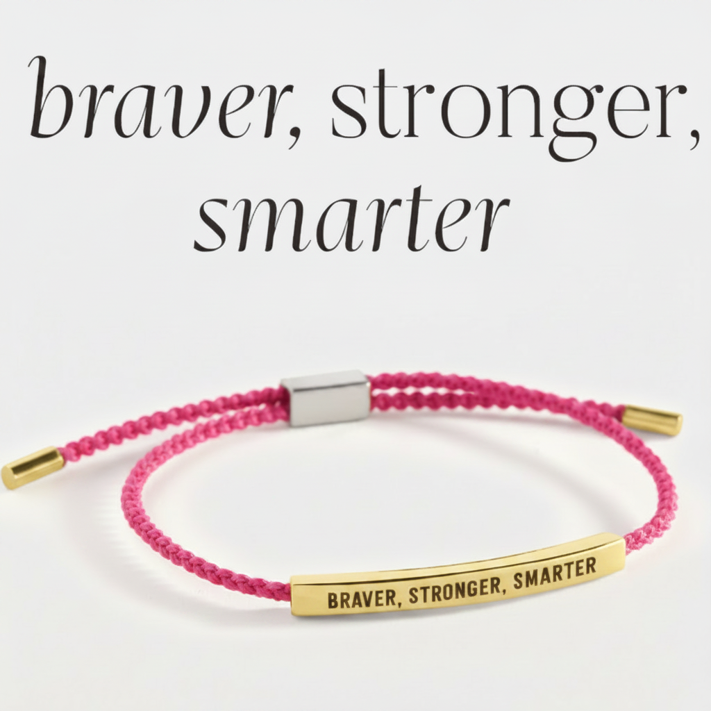 Braver, Stronger, Smarter Inspire Bracelet in Pink, gold by Seeyoura