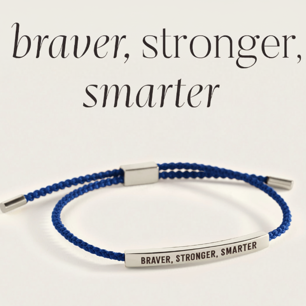 Braver, Stronger, Smarter Inspire Bracelet in Royal Blue, silver by Seeyoura