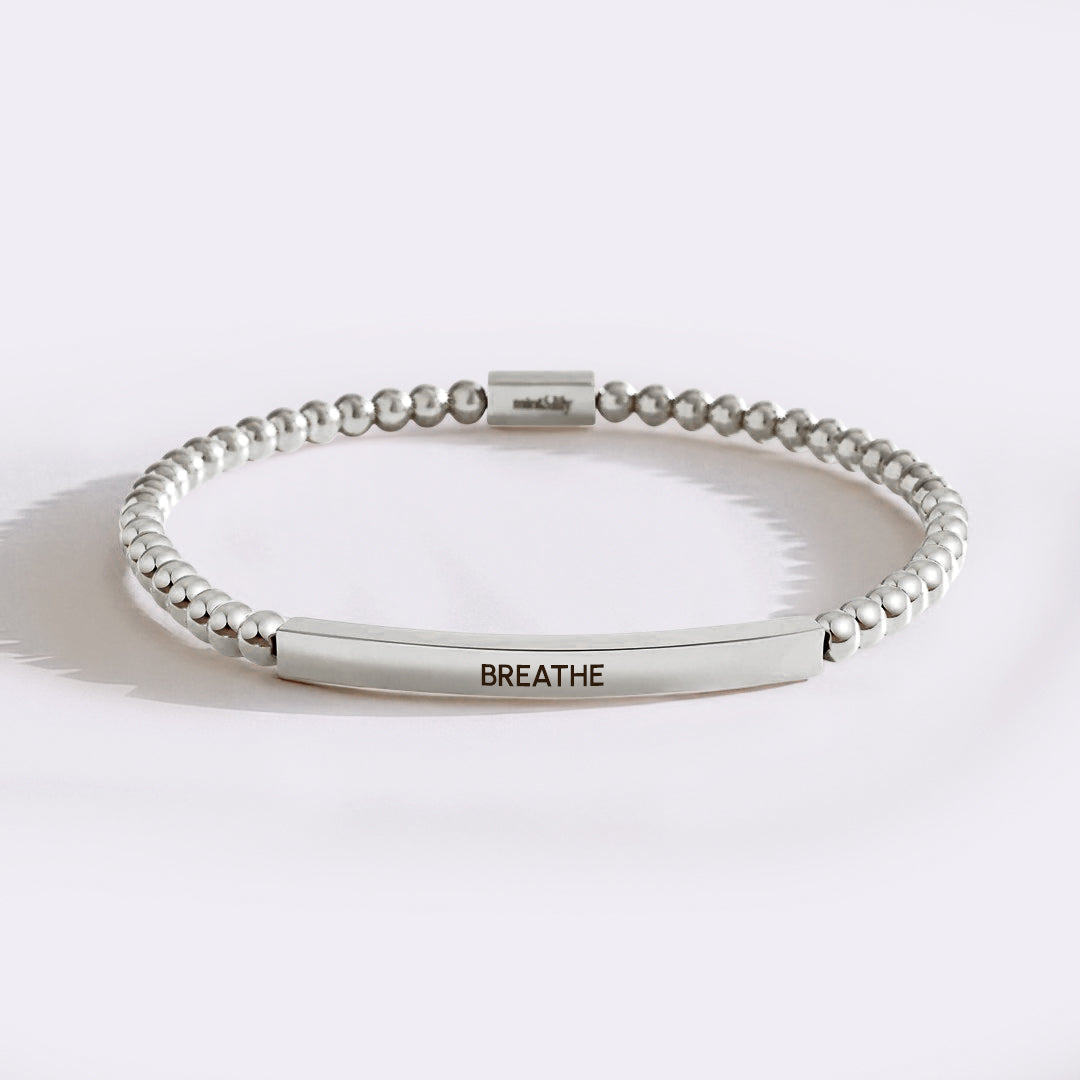 Breathe Beaded Inspire Bracelet in silver-plate-with-silver-beads by Seeyoura