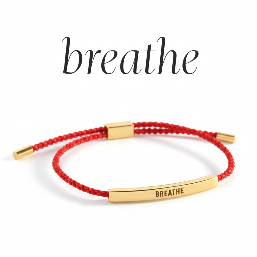 Breathe Inspire Bracelet in Lucky Red, gold by Seeyoura