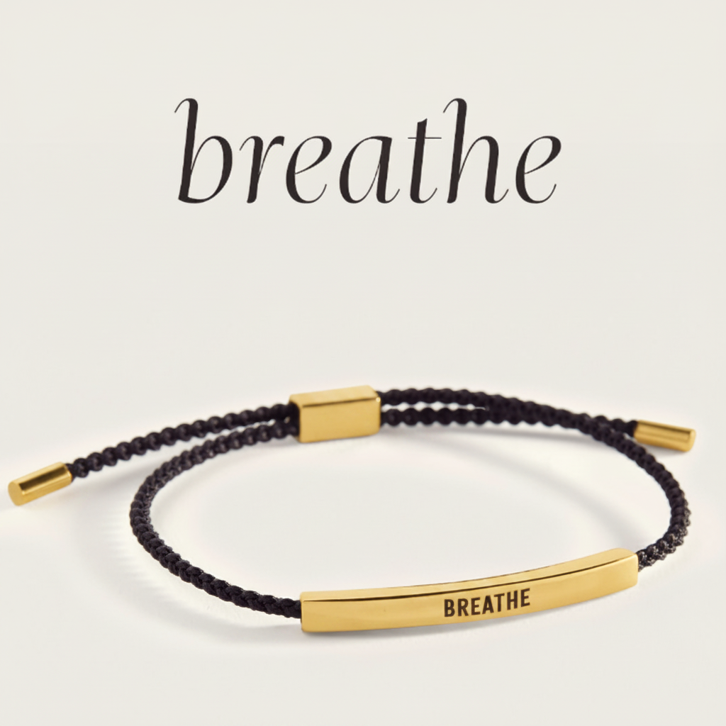 Breathe Inspire Bracelet in Midnight Black, gold by Seeyoura