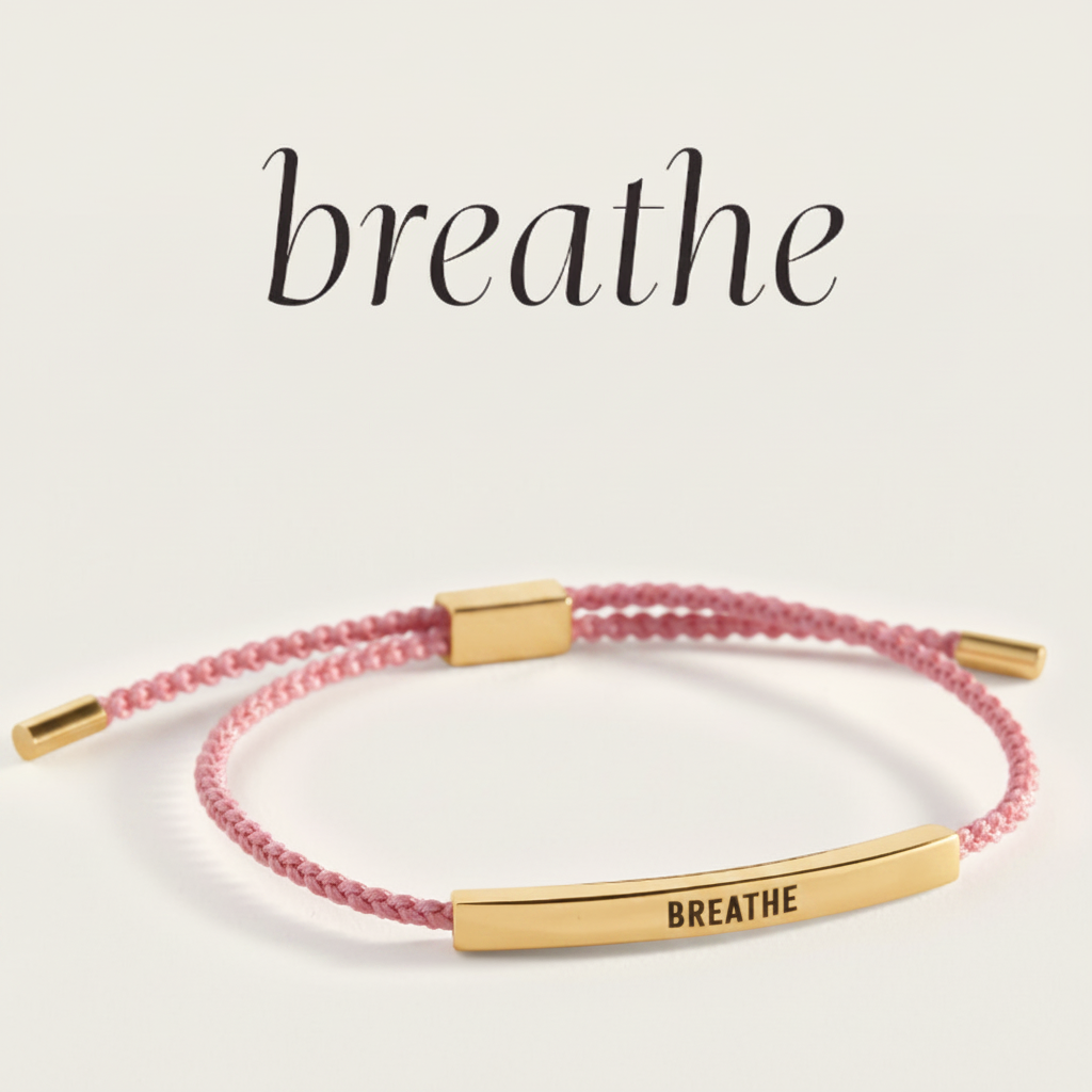 Breathe Inspire Bracelet in Pink, gold by Seeyoura