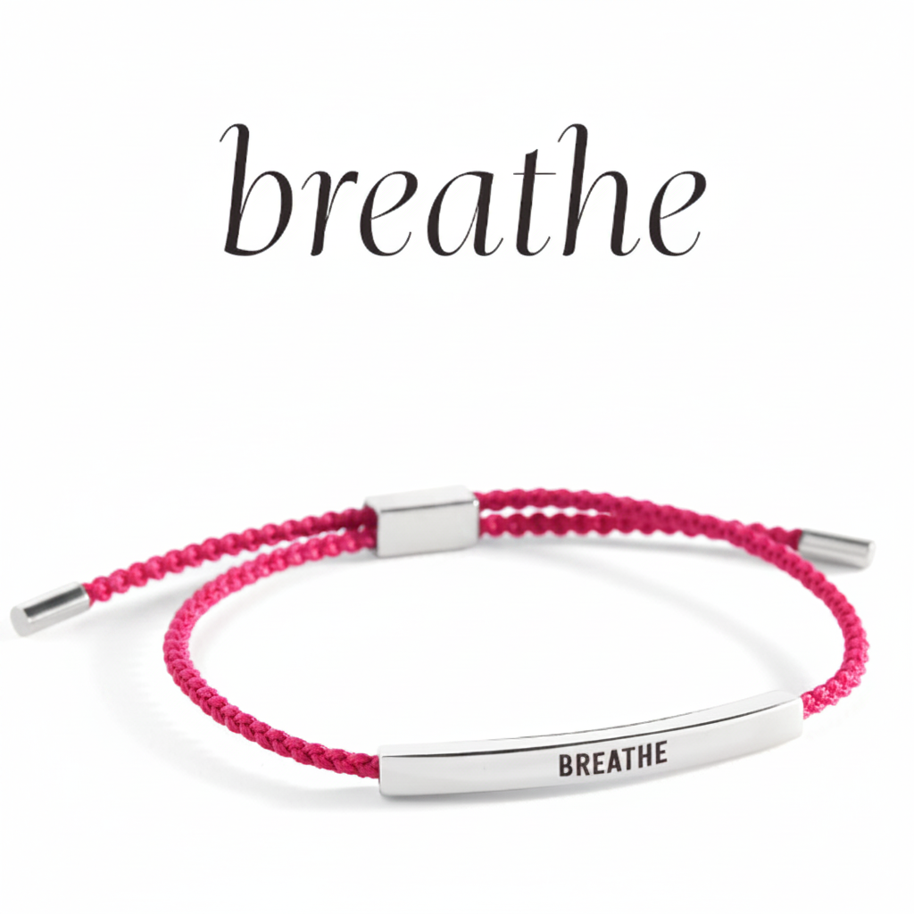 Breathe Inspire Bracelet in Pink, silver by Seeyoura