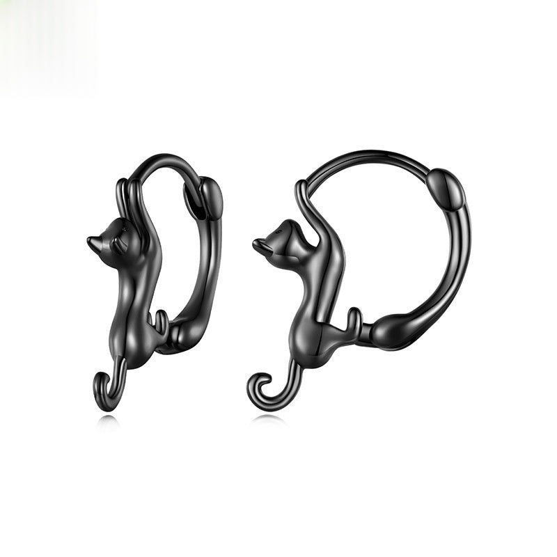 Cat Hoop Earrings — Black by Seeyoura