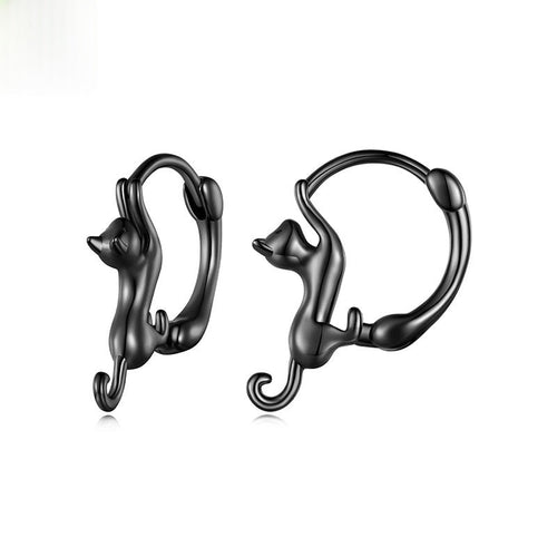 Cat Hoop Earrings — Black by Seeyoura