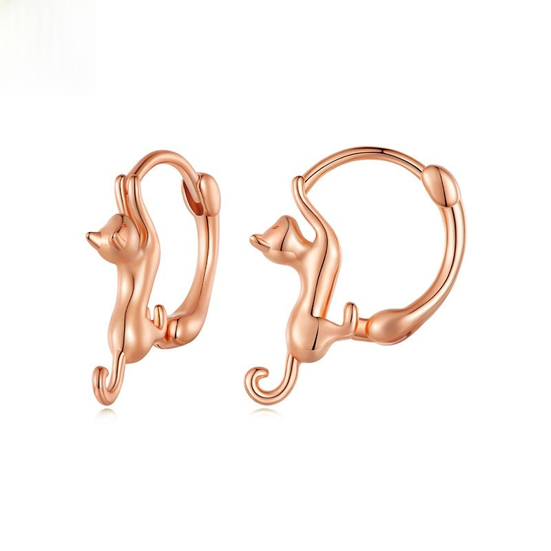 Cat Hoop Earrings — Rose Gold in rose-gold by Seeyoura