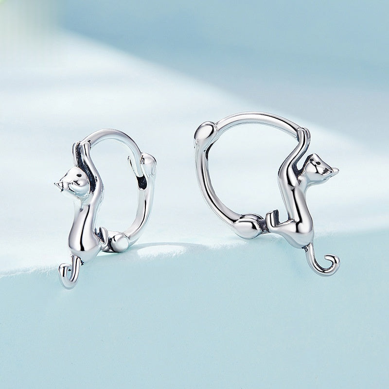 Cat Hoop Earrings — Silver by Seeyoura