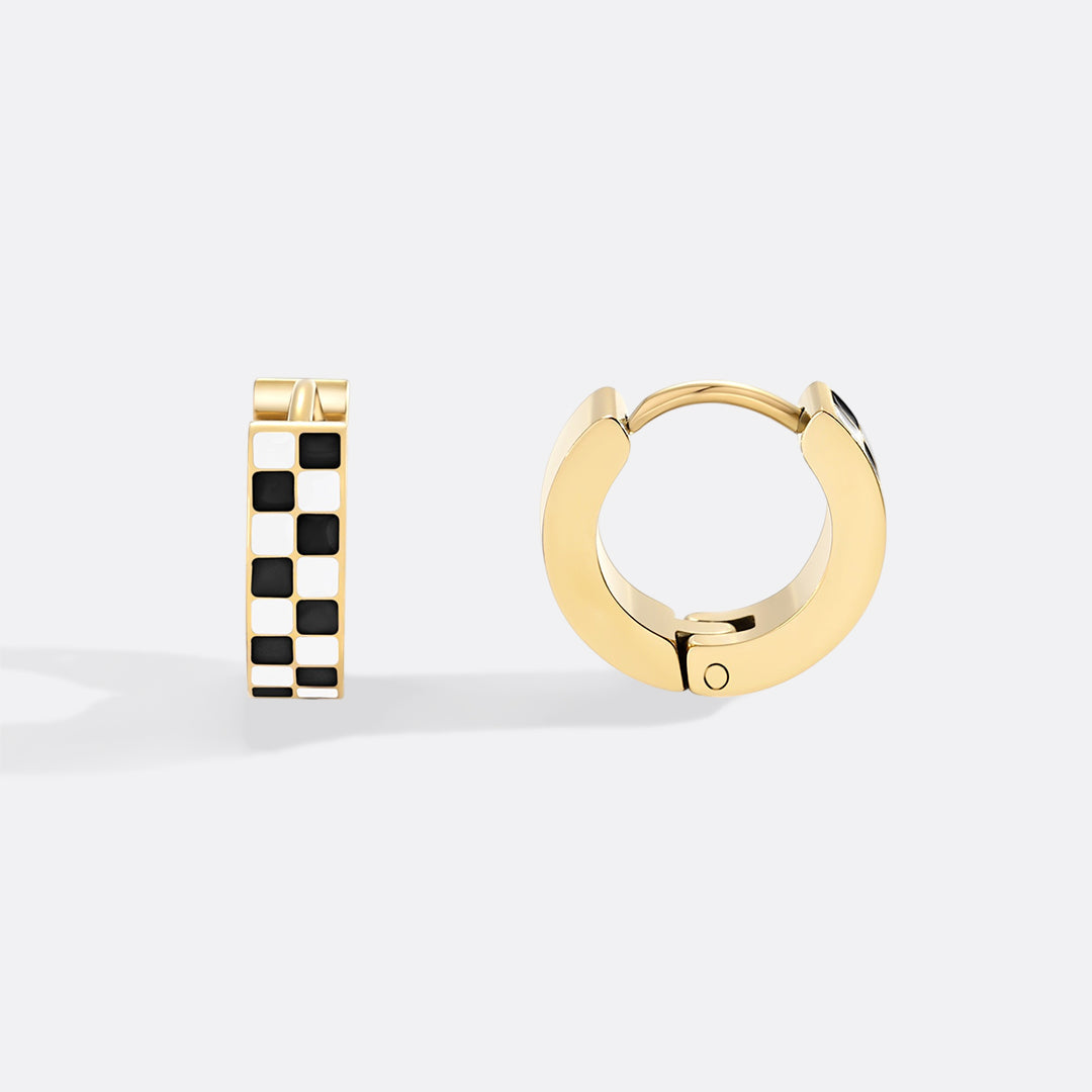 Checkered Hoop Earrings by Seeyoura
