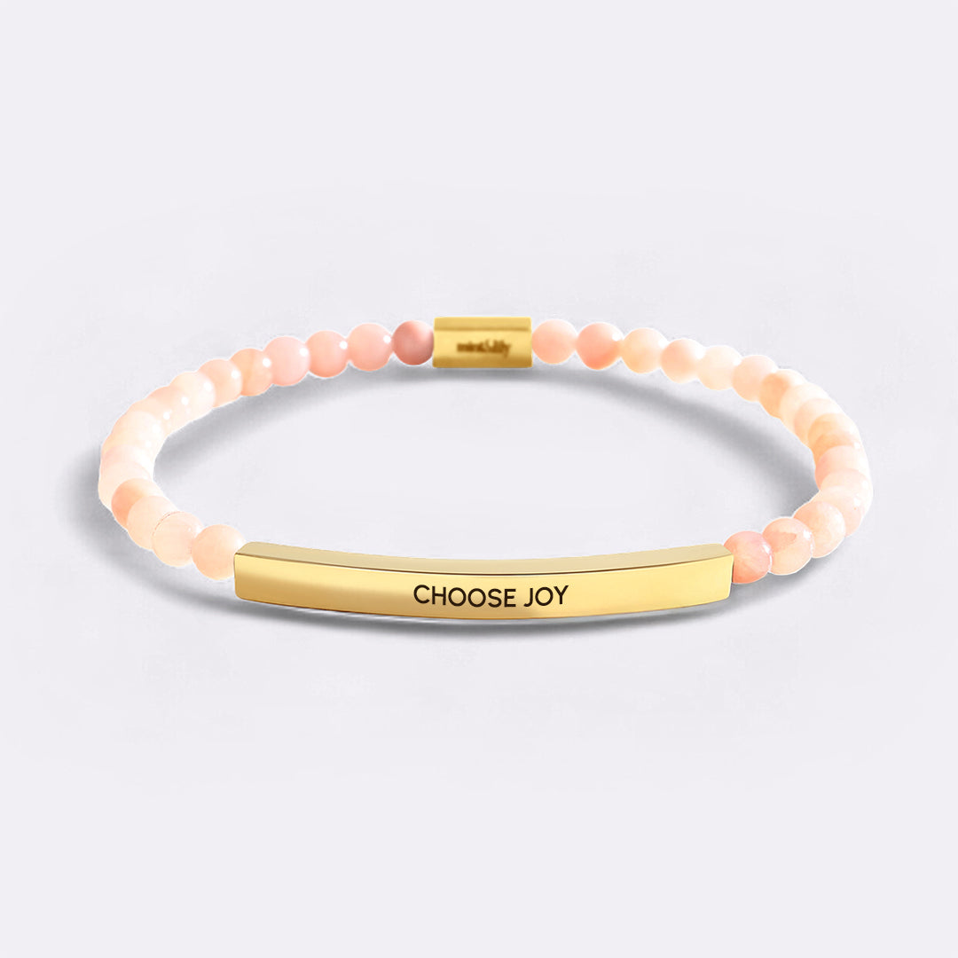 Choose Joy Beaded Inspire Bracelet in gold-plate-and-rose-quartz by Seeyoura