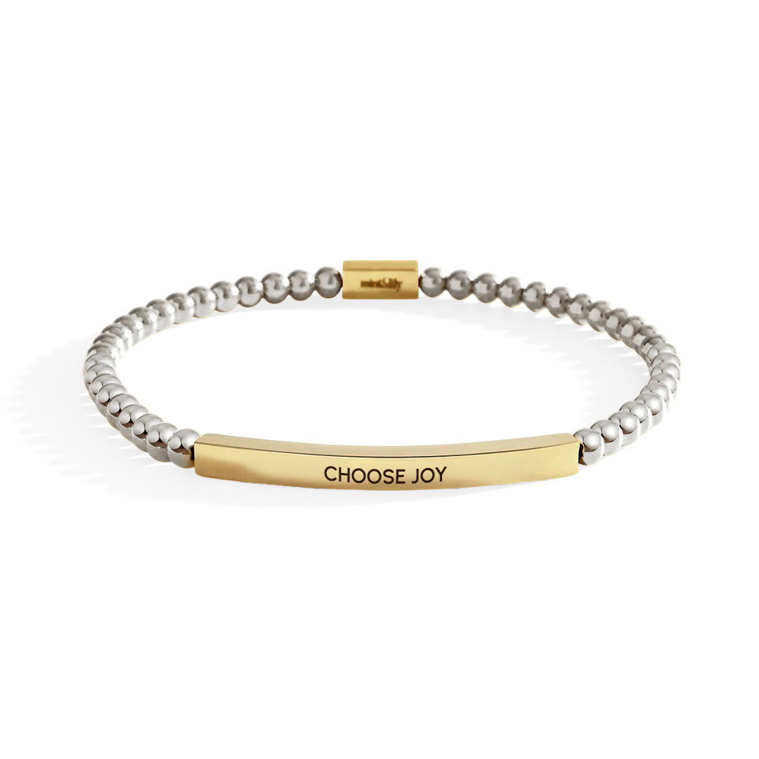 Choose Joy Beaded Inspire Bracelet in gold-plate-with-silver-beads by Seeyoura