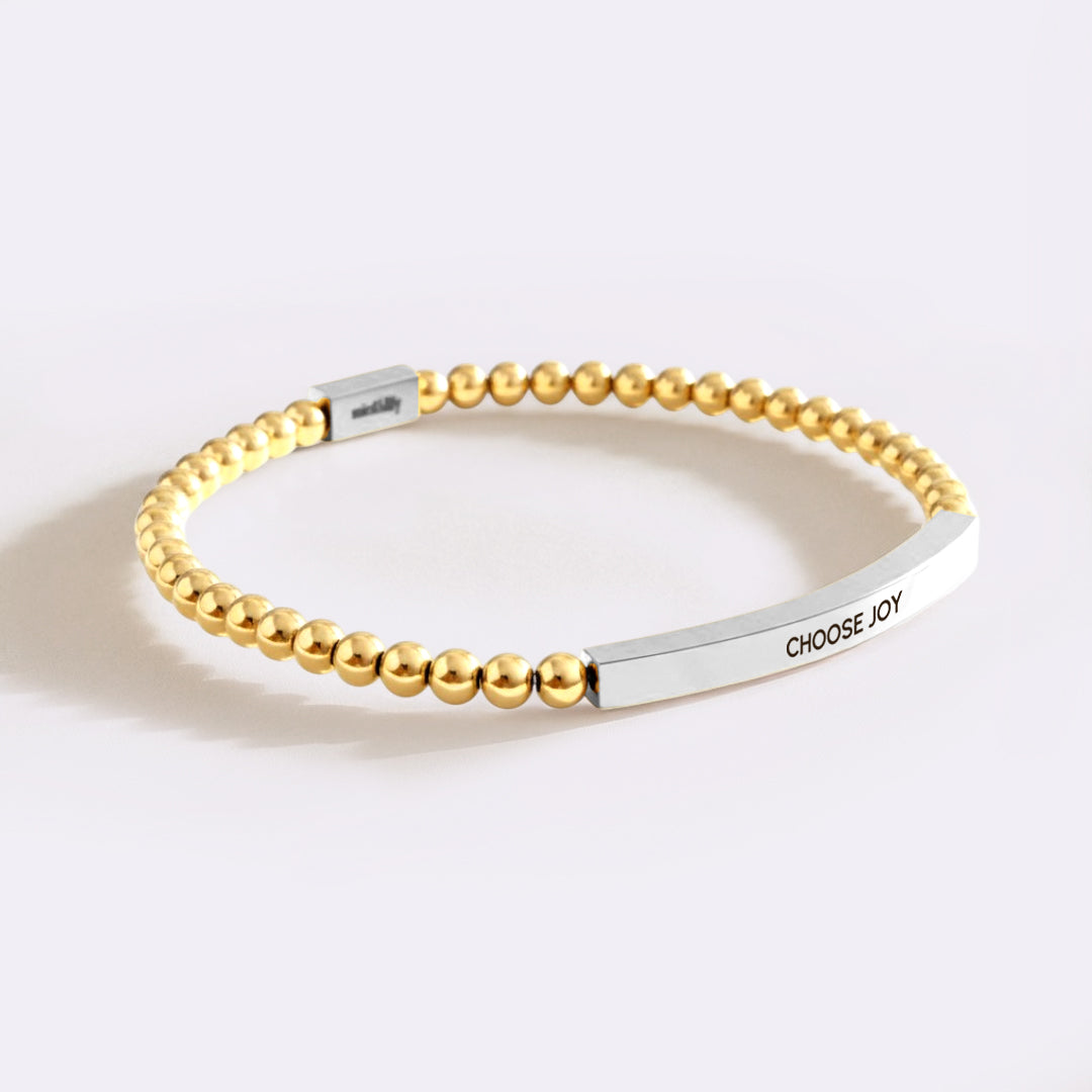 Choose Joy Beaded Inspire Bracelet in silver-plate-with-gold-beads by Seeyoura