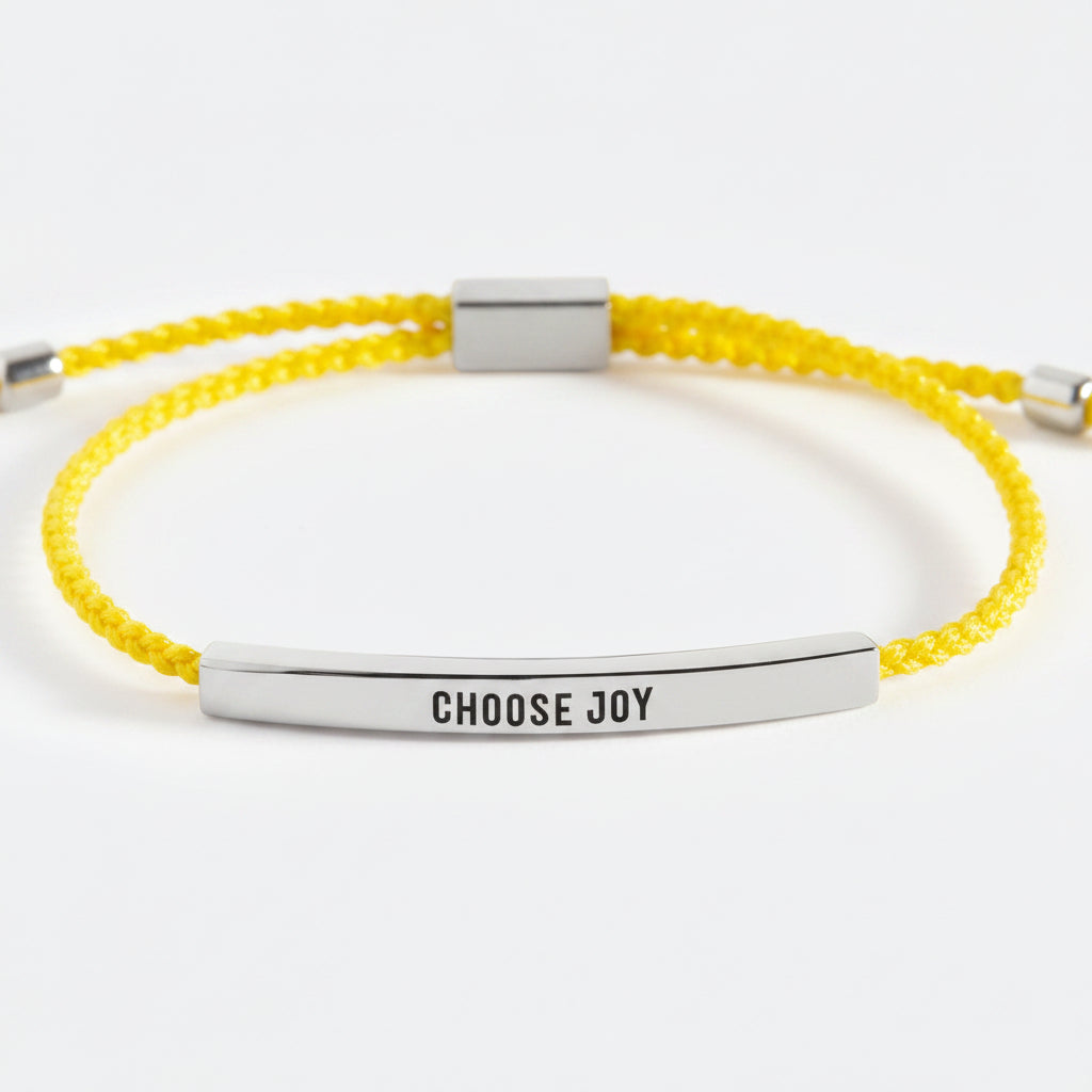 Choose Joy Inspire Bracelet in Lemon Yellow, silver, Personalized by Seeyoura