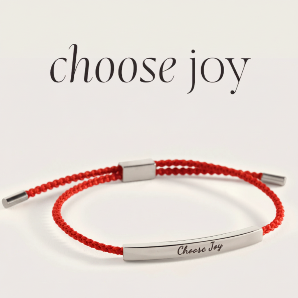 Choose Joy Inspire Bracelet in Lucky Red, gold, Personalized by Seeyoura