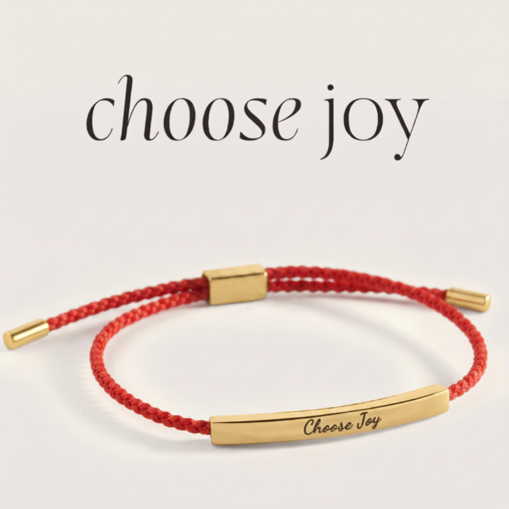 Choose Joy Inspire Bracelet in Lucky Red, silver, Personalized by Seeyoura