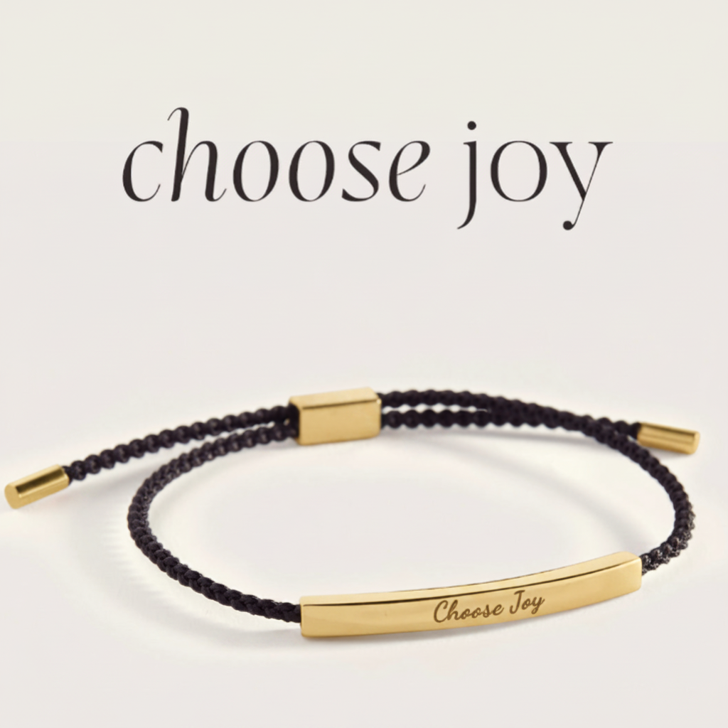 Choose Joy Inspire Bracelet in Midnight Black, gold, Personalized by Seeyoura