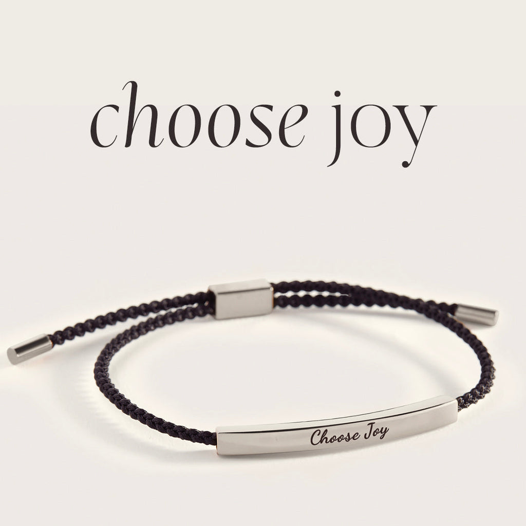 Choose Joy Inspire Bracelet in Midnight Black, silver, Personalized by Seeyoura