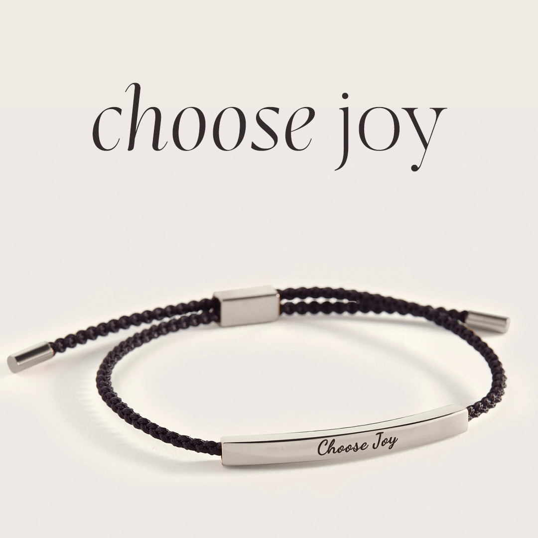 Choose Joy Inspire Bracelet in Midnight Black, silver, Personalized by Seeyoura