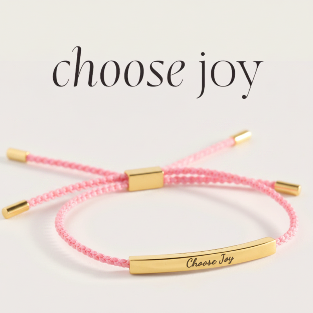 Choose Joy Inspire Bracelet in Pink, gold, Personalized by Seeyoura