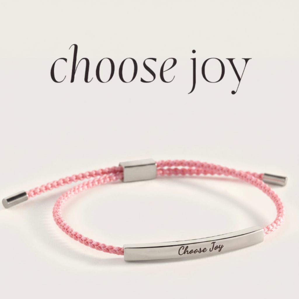 Choose Joy Inspire Bracelet in Pink, silver, Personalized by Seeyoura