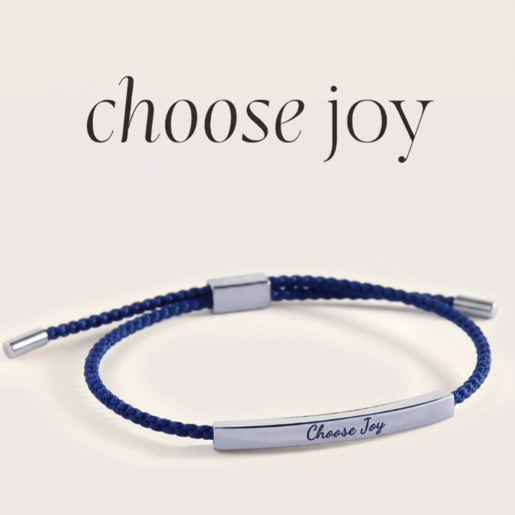 Choose Joy Inspire Bracelet in Royal Blue, silver, Personalized by Seeyoura