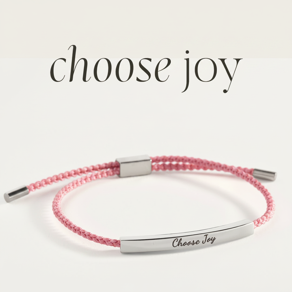 Choose Joy Inspire Bracelet in Pink, silver by Seeyoura