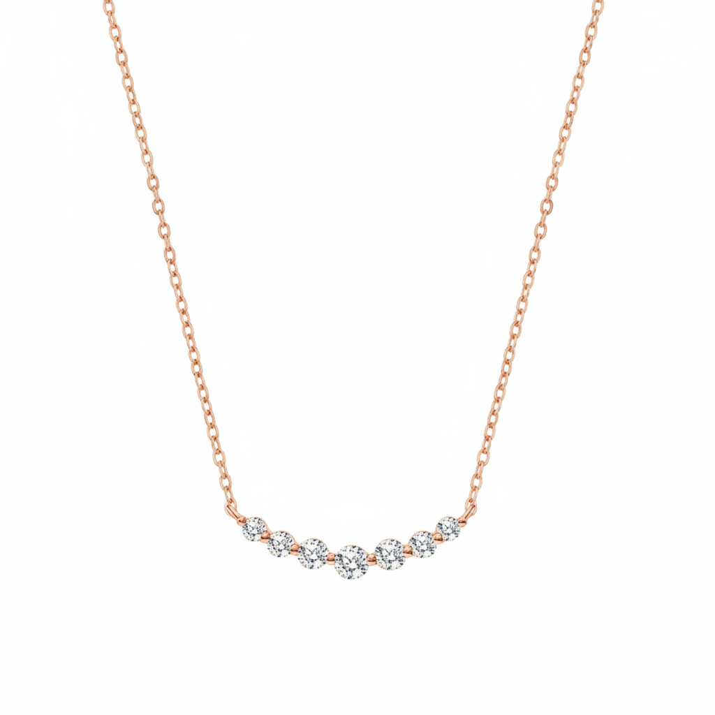 Classic Arc Diamond Necklace in 18-k-rose-gold-over-sterling-silver by Seeyoura