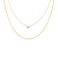 Classic Bezel Necklace and Petal Chain Set in 18-k-gold-over-sterling-silver by Seeyoura