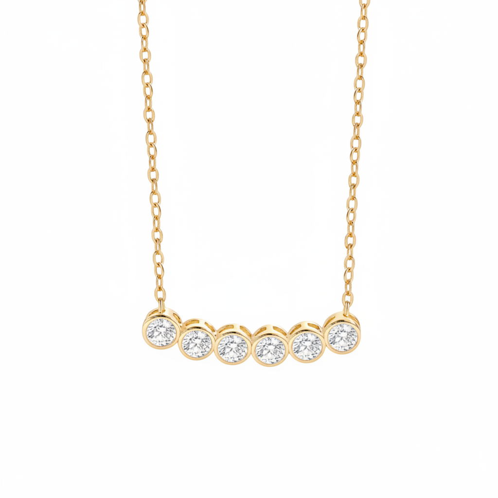 Classic Bezel-Set Diamond Necklace in 18-k-gold-over-sterling-silver by Seeyoura