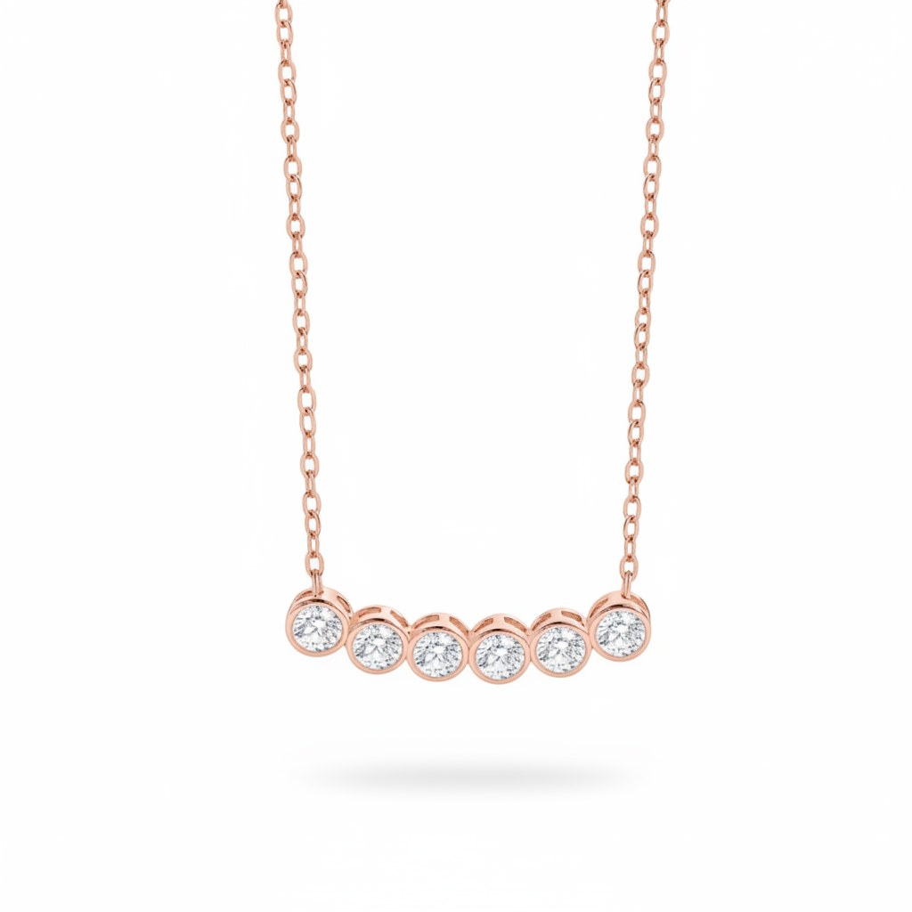 Classic Bezel-Set Diamond Necklace in 18-k-rose-gold-over-sterling-silver by Seeyoura