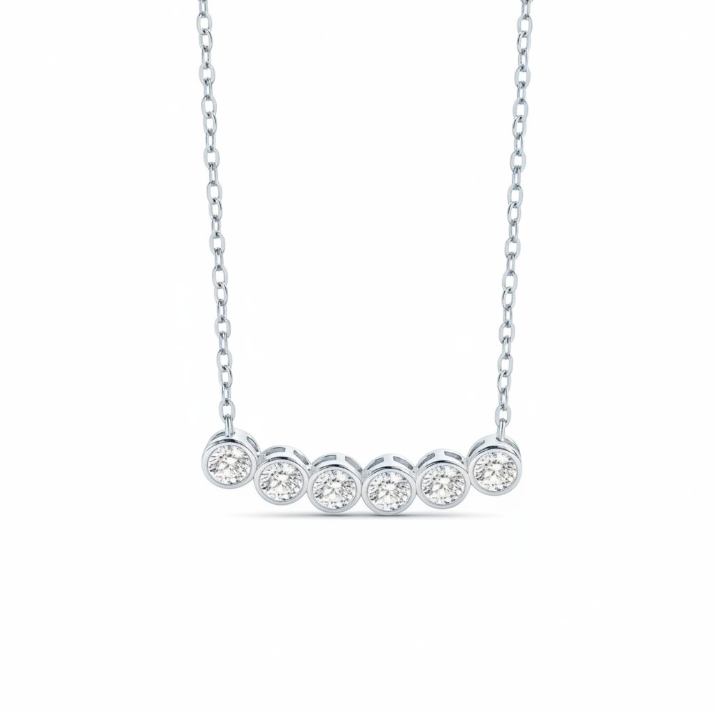 Classic Bezel-Set Diamond Necklace in 925-sterling-silver by Seeyoura