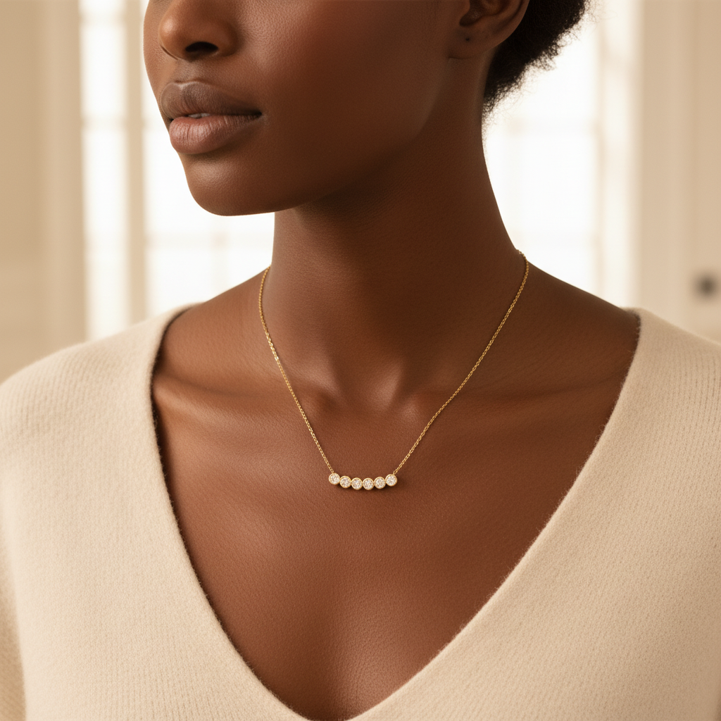 Classic Bezel-Set Diamond Necklace by Seeyoura