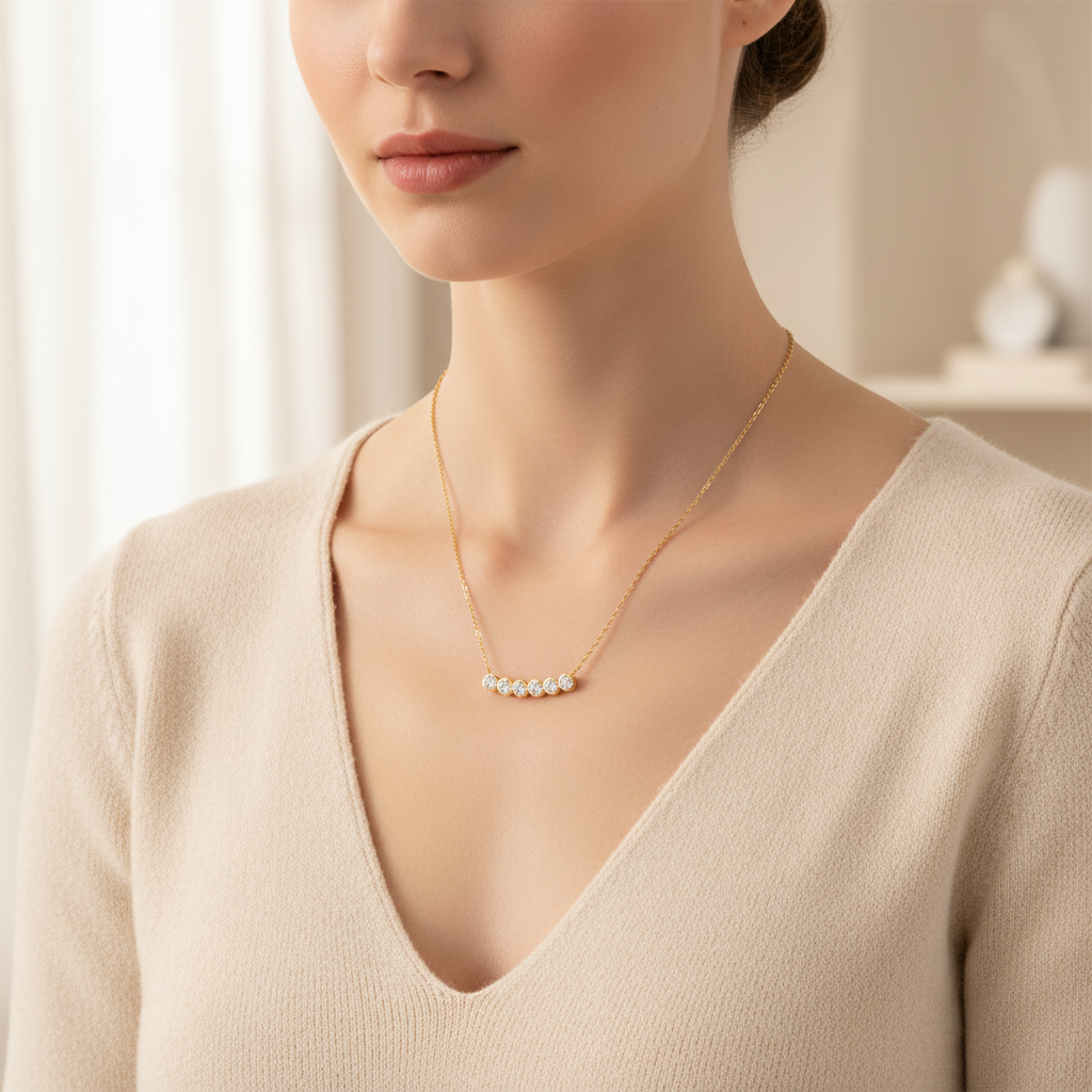 Classic Bezel-Set Diamond Necklace by Seeyoura