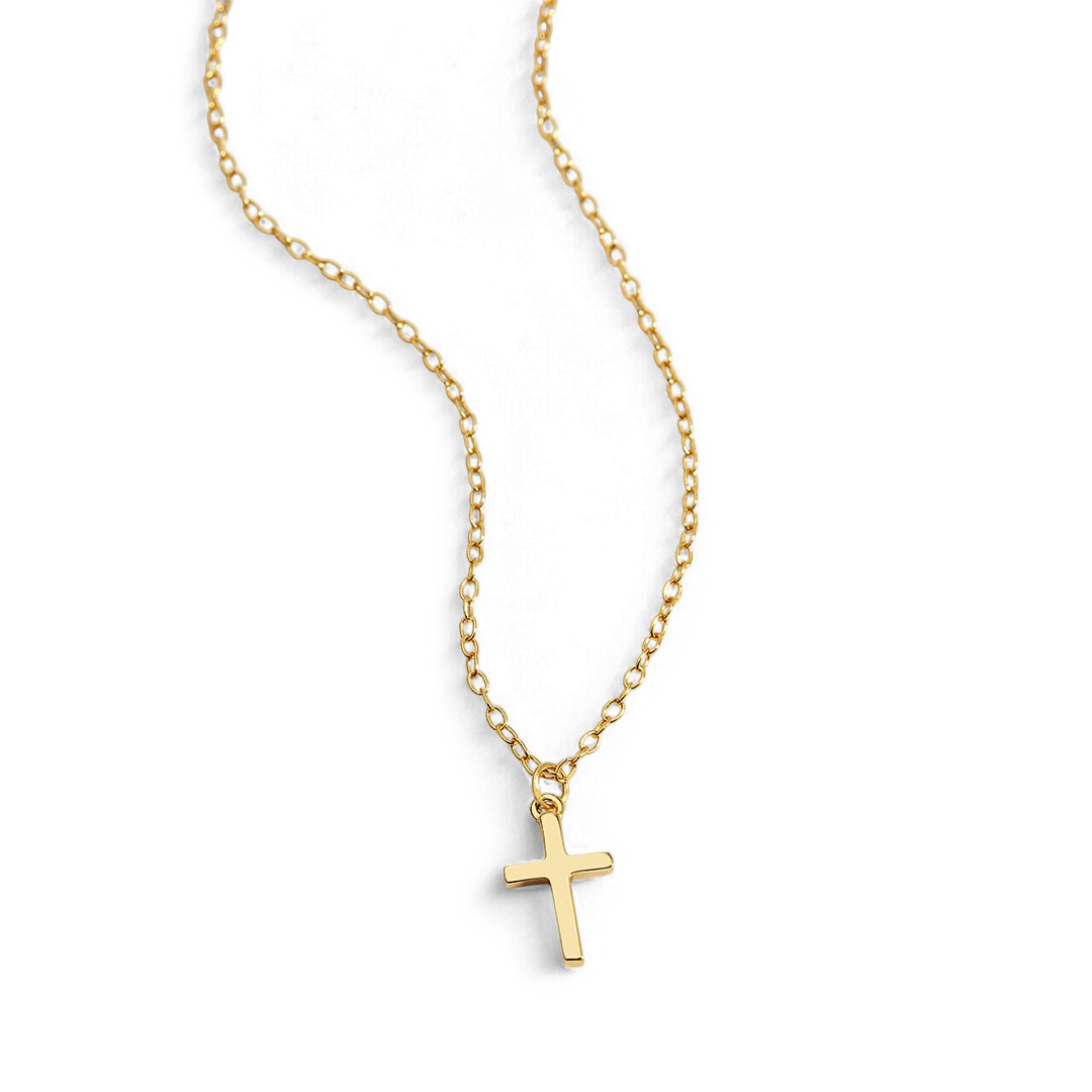 Classic Cross Necklace in 18-k-gold-over-sterling-silver by Seeyoura
