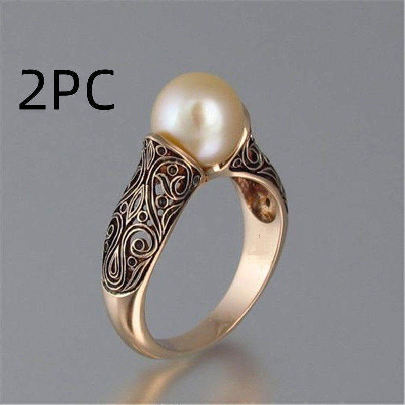 Classic Pearl Ring — Rose Gold in Classic Pearl Ring — Rose Gold, 2PCS by Seeyoura