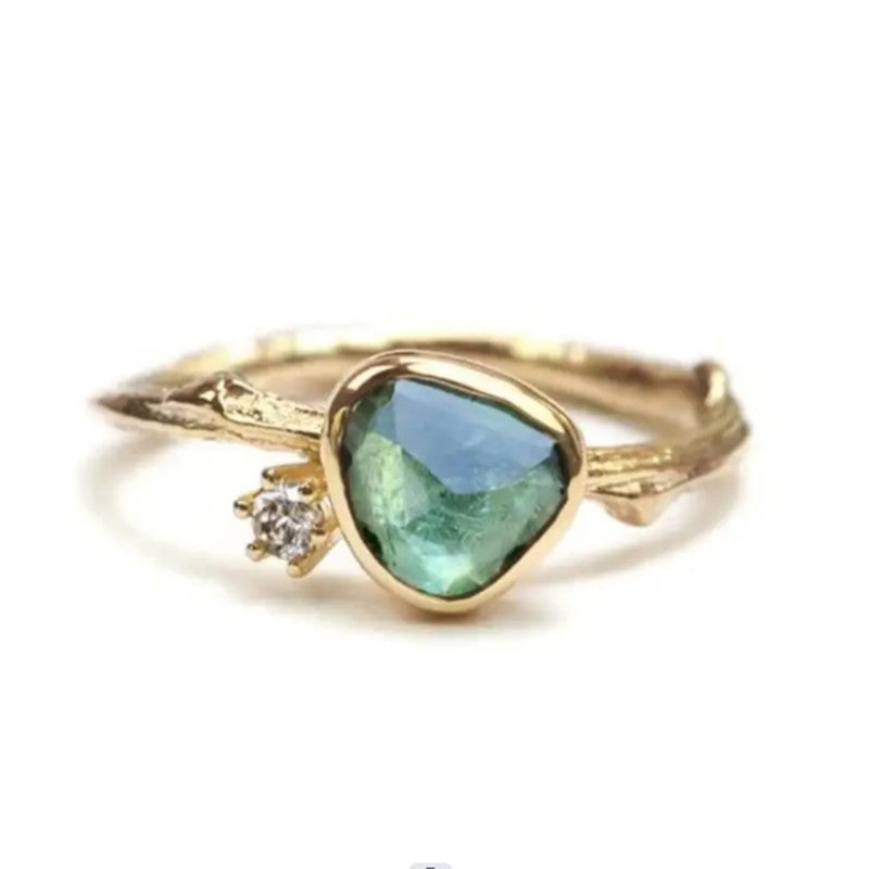 Geometric Green Stone Ring — Gold in Gold by Seeyoura