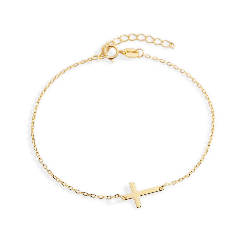Cross Charm Bracelet in 18-k-gold-over-sterling-silver by Seeyoura