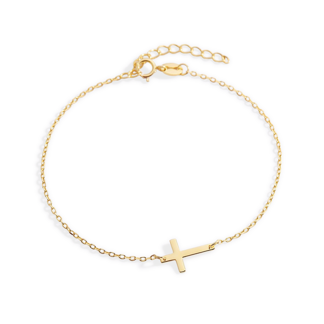 Cross Charm Bracelet in 18-k-gold-over-sterling-silver by Seeyoura