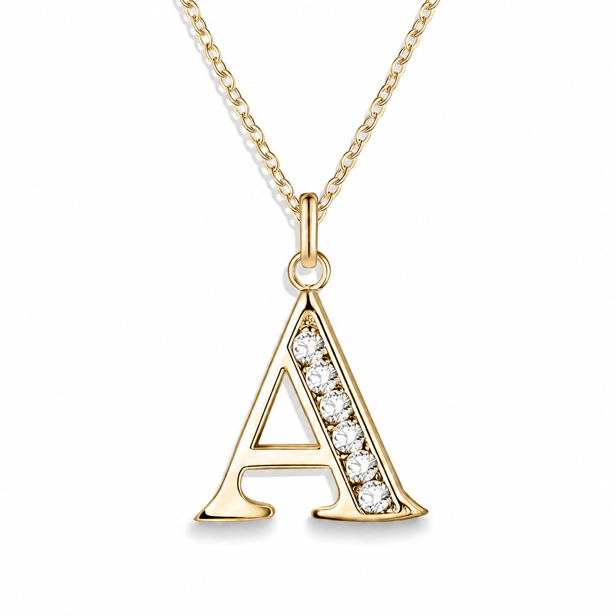 Crystal Accent Letter Satellite Necklace in gold, A by Seeyoura