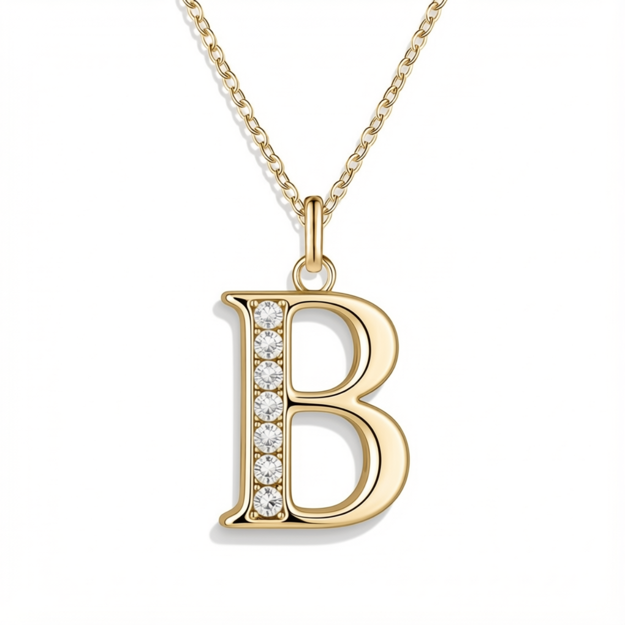 Crystal Accent Letter Satellite Necklace in gold, B by Seeyoura