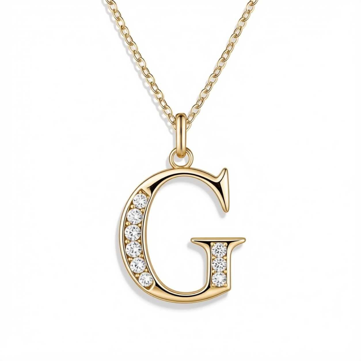 Crystal Accent Letter Satellite Necklace in gold, G by Seeyoura