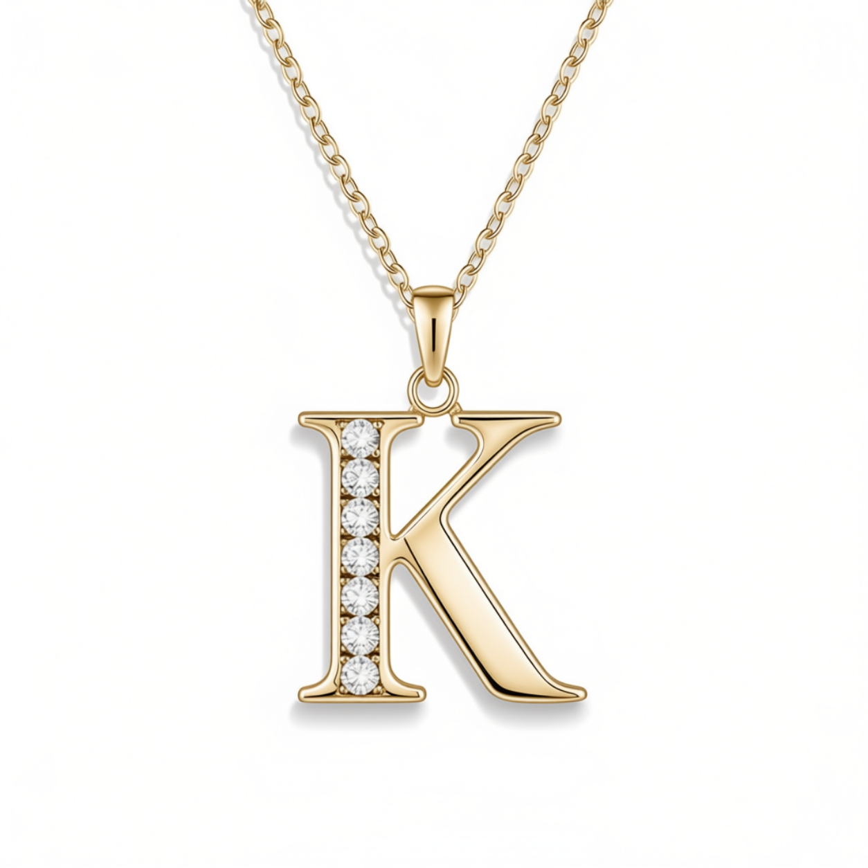 Crystal Accent Letter Satellite Necklace in gold, K by Seeyoura